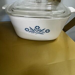 Corning Ware P-1 3/4-B White & Blue Cornflower 1 3/4 Quart Casserole Dish w/Lid